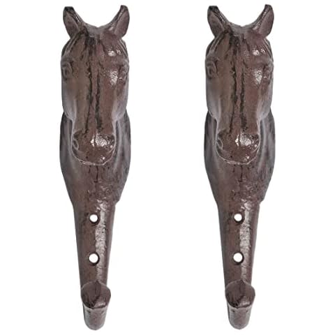 Kassbest Retro Creative Wall Hooks Horse Head Shape Cast Iron Coat Hooks Coat Hooks Hat Hooks Coat Hooks Wall Mounted Door Hooks Decor Hooks 2 Pack Cover