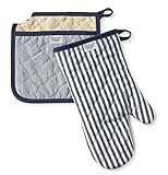 Williams-Sonoma Bay Stripe Oven Mitt & Potholder Set, Navy Blue