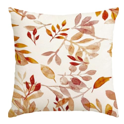 Image of Fall Pillow Covers 20x20 inch Orange White Fallen Leaves Decorative Outdoor Throw Pillow Covers Autumn Thanksgiving Farmhouse Decoration for Home Couch