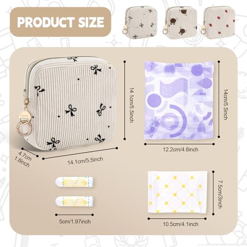 Image of Period Bag for Teen Girls, Corduroy Sanitary Napkin Storage Bag, Menstrual Pad Pouches Tampon Holder for Purse (Bunny)
