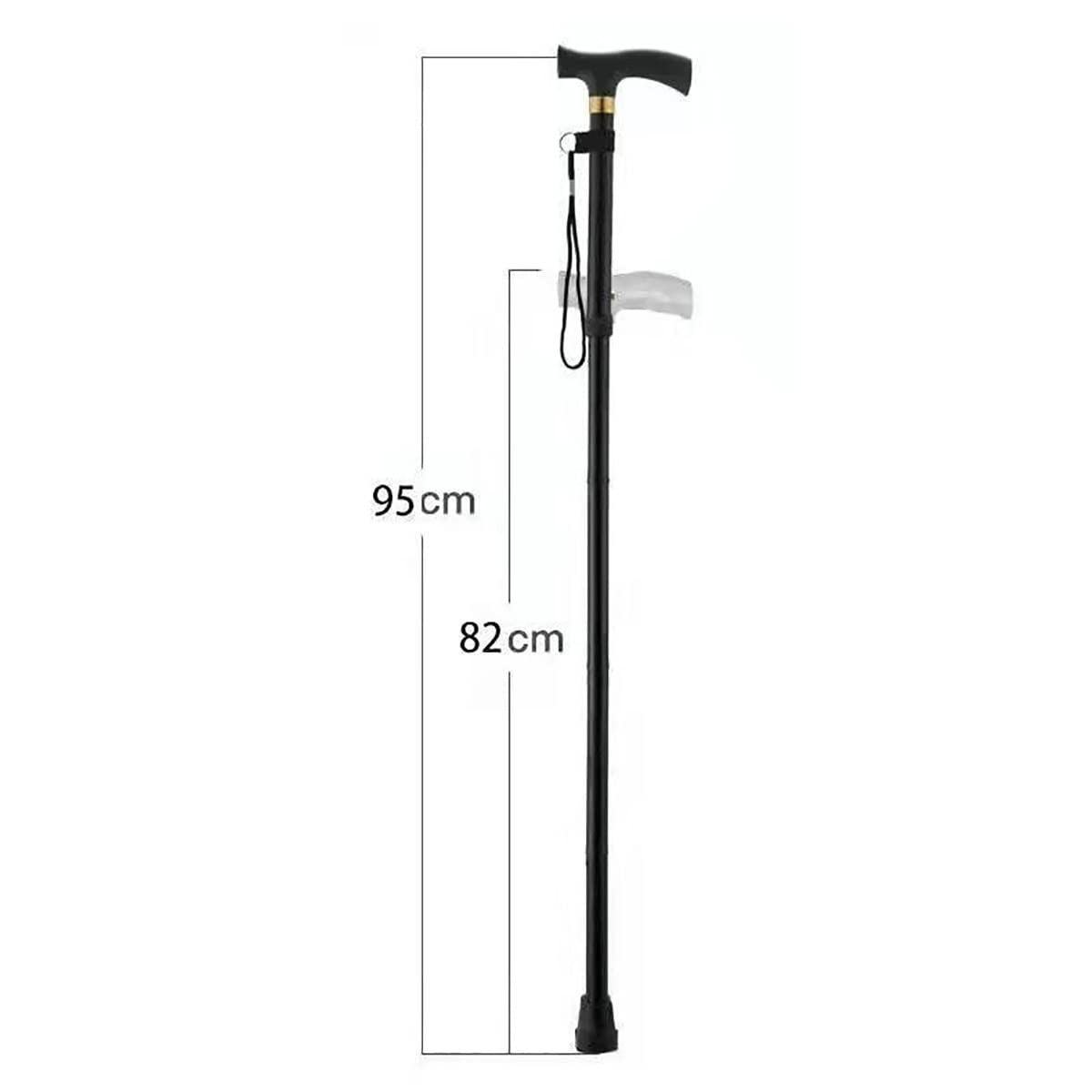 Bastones, bastón Ligero de Aluminio Compensado, Bastones Plegables para Personas Mayores y Adultos, bastón Ajustable de Altura de 5 Niveles, bastón de Agarre Suave (Color : Black)