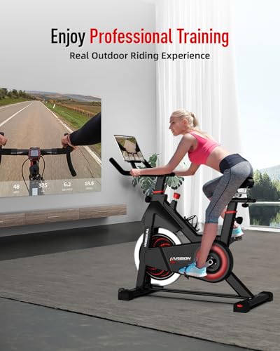 Image of HARISON Exercise Bike, Magnetic Stationary Bike for Home Gym, Adjustable Resistance Quiet Dual-Belt Indoor Cycling Bike with 380lb Capacity, APP Connectivity, Push-to-Stop, 6-Level Handlebar