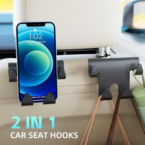 Image of Car Seat Headrest Hanger | Car Interior Accessories Stylish Universal Auto Seat Hook for for Purses & Bags, Upgraded 2 in 1 Car Headrest Hooks (Pack of 2) (Pattern-2)