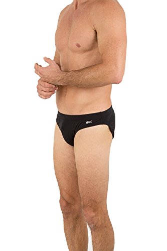 UZZI Men's Basic Swim Shark Bikini Swimwear Black (Medium)3