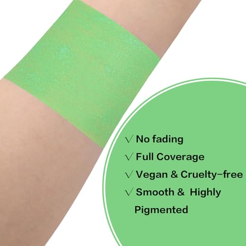 Image of BADCOLOR Light Green Eye Black, Lime Green Face Body Paint for Sports St. Patrick's Day Camouflage Hunting Hulk, Washable Painting Sticks for Halloween Costume SFX Cosplay Witch Grinch Makeup