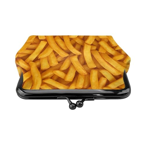 Pu Leather Buckle Coin Purse French Fries Pattern Girls Kiss-Lock Change Purse Wallets2