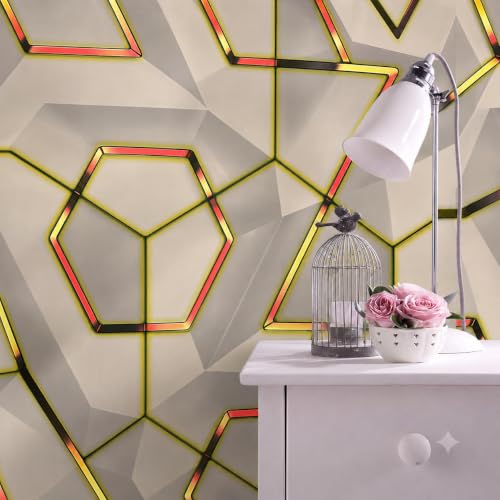 Image of Wings Star Wall Stickers DIY Wallpaper (45 x 500 CM, Beige & Gold) | Self Adhesive PVC Roll | Home Decoration for Living Room Hall Bedroom | Easy Peel and Stick Decor Paper