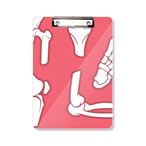 Porte-bloc A4 squelette humain rouge planche à pince dessin animé pour bureau