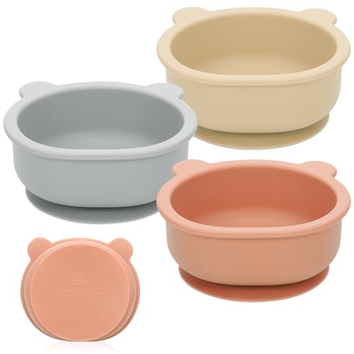 Huiguli 3 Babyschüsseln mit Saugnapf aus Silikon, mit Saugnapf, BPA-frei,...