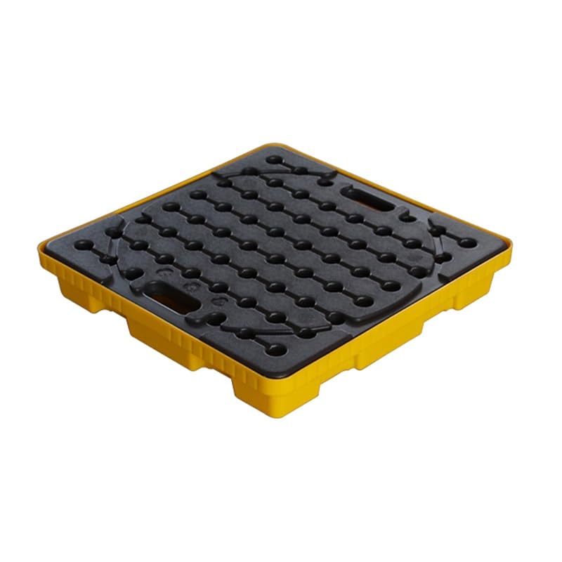 Plataforma Modular De Contención De Derrames Para 1/2 Bidón, Bandeja De Sumidero Apilable Con Drenaje, Bandeja De Seguridad Industrial Y Rejilla Desmontable, Amarilla, 61,Yellow-1pcs-61x61x10cm