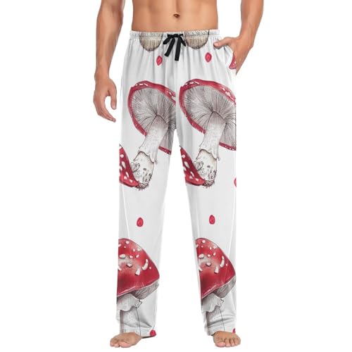 Men's Pajama Pants Vivid Mushrooms Red Sleep Pajama Lounge Pant with Pockets, Elastic Waistband3