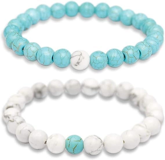 KHOLAD Womens Turquoise and Howlite Distance Bracelets for Men,Couples,Best Friends,Mom Daughter Bracelets Family Gifts Couple-Combo Matching Best Friend Relationship Natural Multi Layer Bracelets (B0CG1RG9NS) Amazon Price History, Amazon Price Tracker