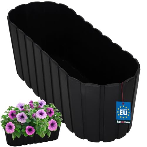KOTARBAU® Blumenkasten Balkon - Blumentopf - 40x13x13cm Anthrazit - Pflanzkübel - Pflanzkasten - Pflanzentopf - Kunststoff - Balkonkasten - Rustikal - Übertopf groß