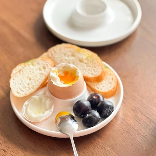 SHSHbuy Eierbecher Set,6 Stück Eierbecher Lustig,Weiss Kunststoff Eierständer mit Ablage,Egg Cups,Runde Eierbecher für Kinder,Frühstück Eierhalter Hart und Weichgekochten Eiern – Bild 5