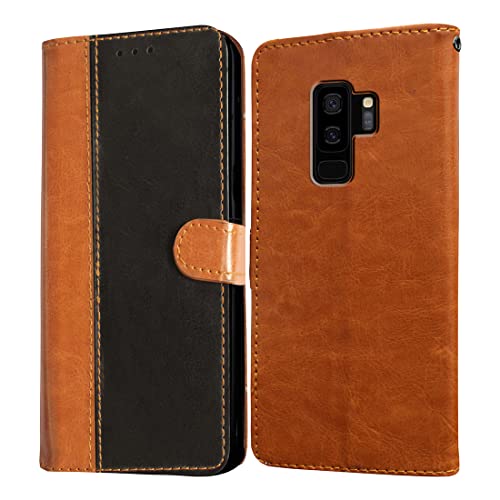 Image of Flip Cover Back Case for Samsung Galaxy S9 Plus | Premium Leather Finish | Inbuilt Pockets & Stand | Flip Cover Back Case for Samsung Galaxy S9 Plus (CamelBlack)