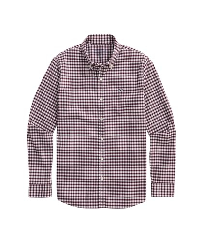 vineyard vines Boys' On-The-Go brrrº Gingham Shirt, Crimson