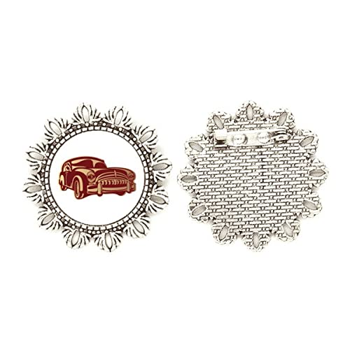 Broche de gancho de coches clásicos rojo profundo con acabado esmaltado premium