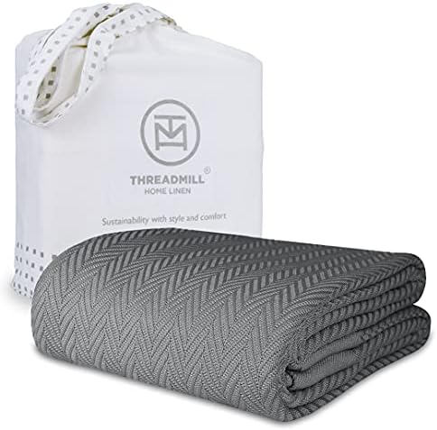 Amazon.com: Threadmill Luxury Cotton Blankets for King Size Bed |  All-Season Cozy 100% Cotton Blanket | Herringbone Soft u0026 Lightweight Fall Thermal  Blanket fits California King Size Bed | Light Grey :