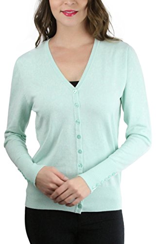 Image of ToBeInStyle Women's Long Sleeve Button Down V-Neck Cardigan