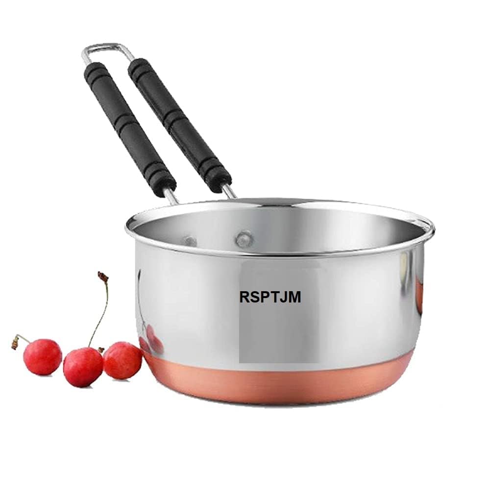 Stainless Steel Copper Bottom Sauce Pan With Flat Base - Tea Maker, Milk Coffee Pan, Bhgoni, Tapeli Patila, Pot (3 Litter)