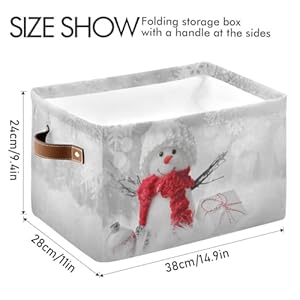 senya Christmas Basket, Snowman in Winter Foldable Fabric Collapsible Storage Bins Organizer Bag for Storage Clothes senya Christmas Basket Snowman in Winter Foldable Fabric Collapsible Storage Bins Organizer Bag for Storage Clothes