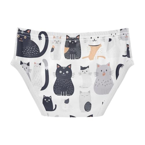 KLL Seamless Pattern Cats Gray White Little Boys Soft Nighttime Underwear Breathable Children Undies2