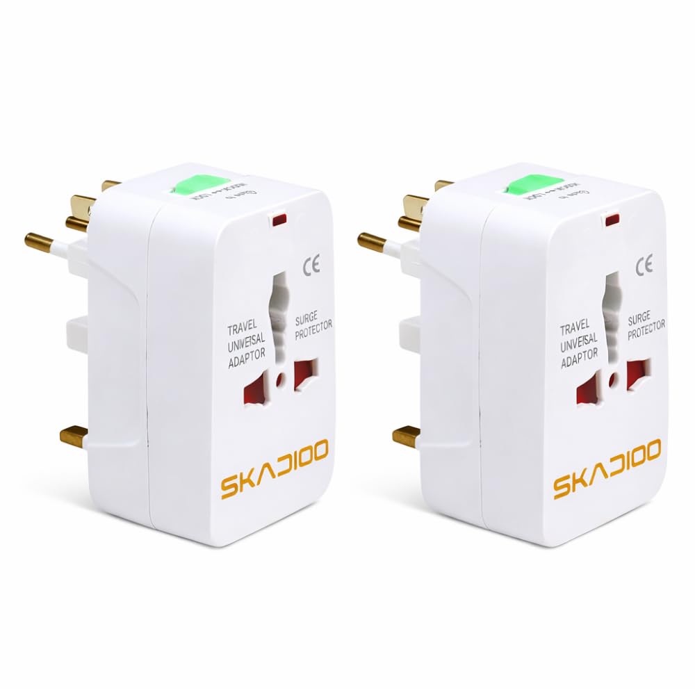 SKADIOO Universal Charger Adapter 240V | 2 Years Warranty | Universal Travel Adapter All in One, International Travel Adapter for 150+ Countries (Set of 2, White)-image-31