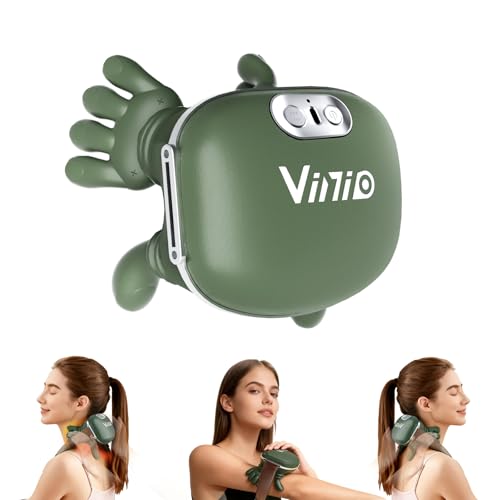 Vinid Bionic Neck and Shoulder Massager with Heat 4D Kneading Massage Simulated Human Hand Design for Pain Relief and Muscle Relax Neck Massager Pillow Ideal for Valentines Gift Green