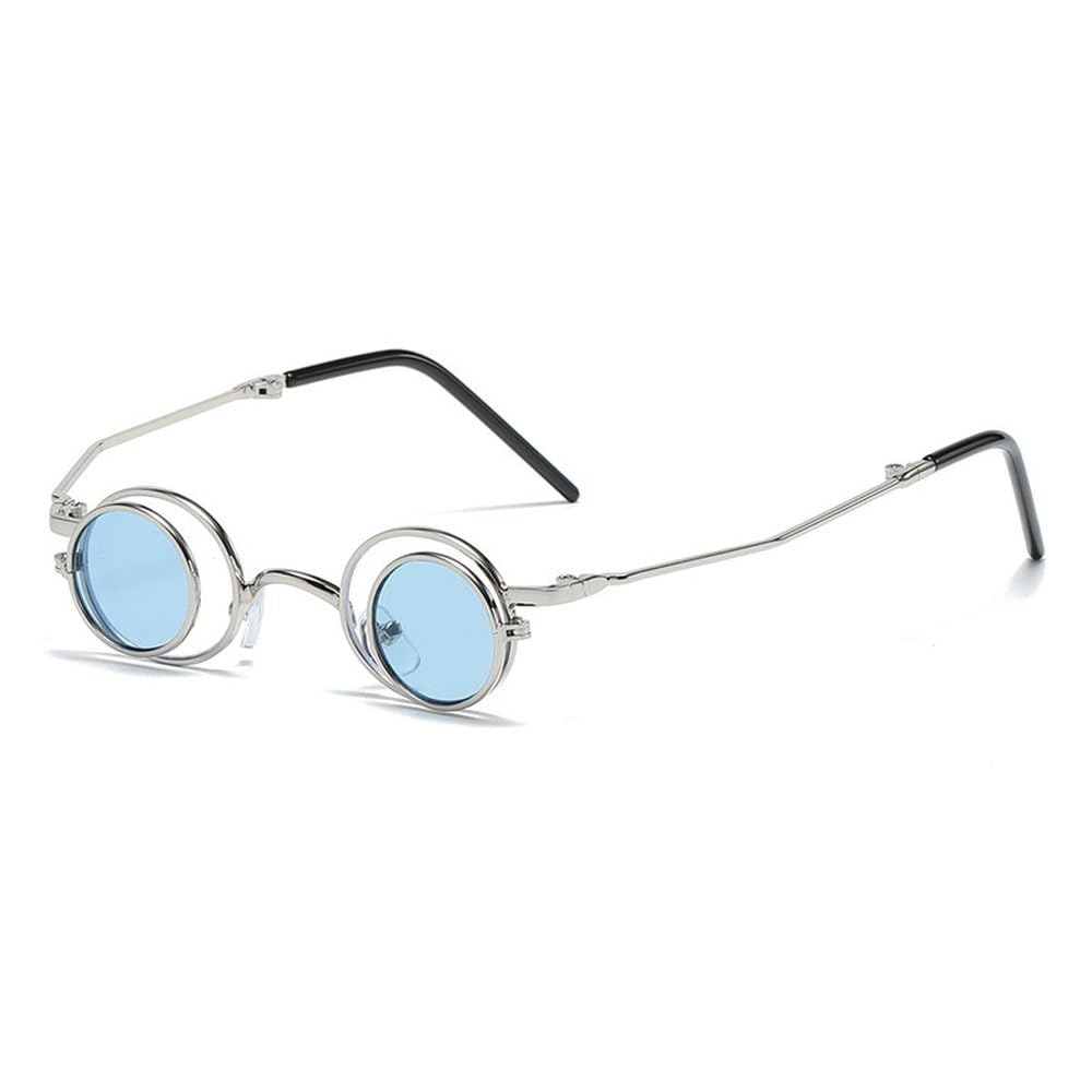 Stylowe, codzienne okulary przeciwsłoneczne z klapką dla kobiet, małe, okrągłe, składane, modne okulary z filtrem UV400