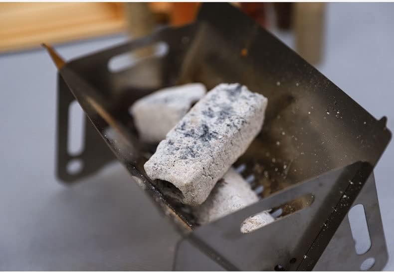 Miniatura 6 de Estufa de leña pequeña para acampar con parrilla de malla para mochileros al aire libre tipo tarjeta desmontable Quemador Solo acero inoxidable