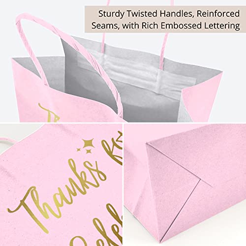 12 Pack Wedding Gift Bag With Tissue Paper - Gold Wedding Gift Bags For Hotel Guests, Welcome Bags For Wedding Guests Bulk, Wedding Gift Bags For Hotel Guests, Wedding Welcome Bags, Thank You Gift Bags Medium Size (8"L X 4.5"W X 10"H, Pink) #TOP5