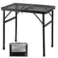 GREGIN Camping Table with Mesh Desktop, Lightweight & Portable Folding Grill Table, Height Adjustable Sturdy 2 FT Metal Table for Camping, Grill, BBQ, RV, Picnic