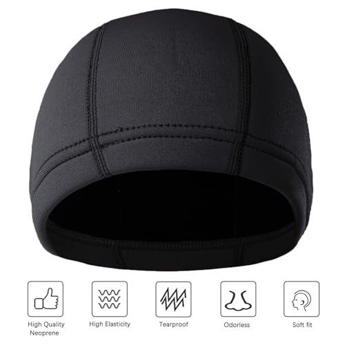 Image of DEHAI Neoprene Diving Hood Wetsuit Swimming Caps for Womens Mens Youth, 2mm 3mm Thermal Water Beanie Hat Keep Long Hair Dry for Curly Locs Braids