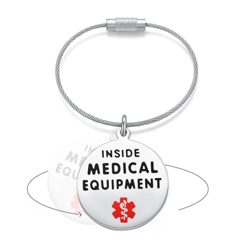 Divoti 1.25" SS Medical Equipment Inside TSA Bag Tag, CPAP w/Cable Loop