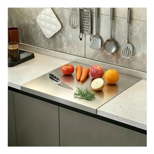 Tabla de Cortar de Acero Inoxidable 304, con Borde Elevado y Ranura para Jugos, para Preparación Diaria de Alimentos (40 cm x 30 cm) miniatura 1