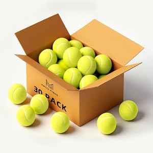 30/40 Pack Tennis Balls, High Bounce for Practice and Dog Play | 2.5 in standard size; rubber core, felt cover; beginner training; all courts; ball machines; indoor/outdoor; mesh carry bag