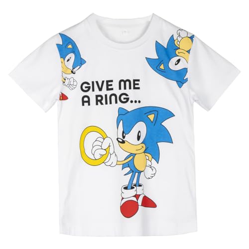 CERDÁ LIFE'S LITTLE MOMENTS Camiseta Infantil de Sonic, Color Blanco con Estampado de Sonic, Talla 8 Años, Camiseta de Manga Corta, Elaborada con 100% de Algodón de 145 gsm