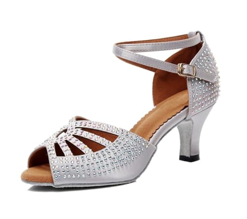 Chaussures de bal en satin gris clair délicat pour femme