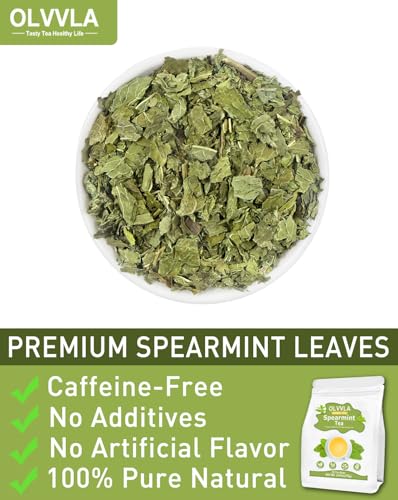 Image of Olvvla - Spearmint Tea Bags - 1.5g X 50 Count - 100% Pure Natural Spearmint Leaves Herbal Tea - Non-GMO - Caffeine-free - Rich in Antioxidants & Promote Relaxation