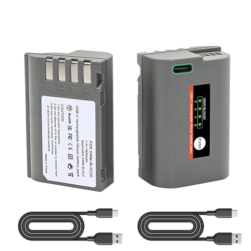 TZRONG 2 Pack DMW-BLK22 Replacement Battery for Panasonic Lumix S5IIX S5II S5 GH6 DC-G9 II GH5M2 Cameras DMW-BLK22 Battery with LED Light Indicator 2600mAh