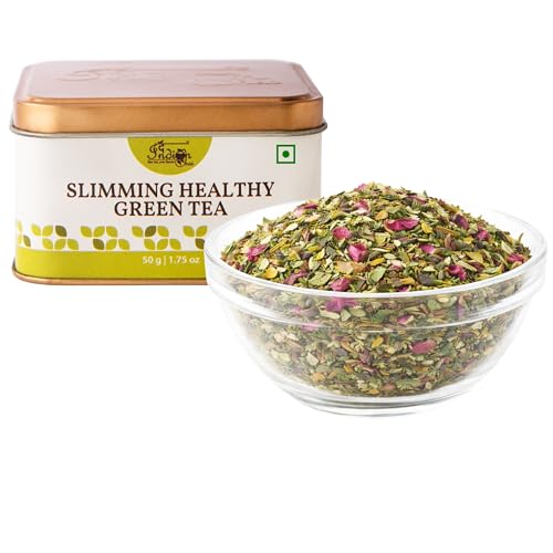 Image of The Indian Chai - Slimming Healthy Green Tea 50g with Garcinia, Haritaki, Senna, Moringa, Turmeric, Ginger, Lemongrass, Hibiscus & Rose for Digestion Support and Daily Detox - Caffeine Free