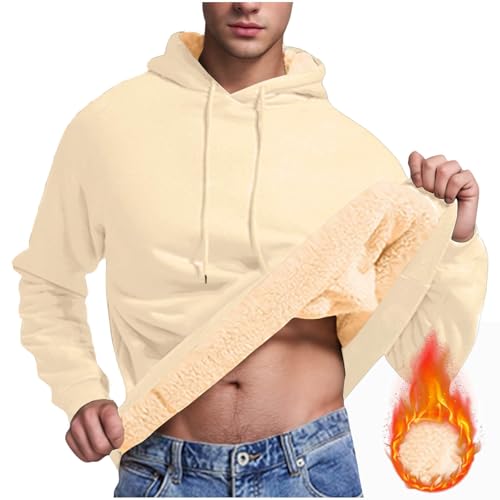 Mens Sherpa Fleece Lined Hoodies Winter Warm Long Sleeve Pullover Tops Hooded Casual Basic Shirts with Pockets2