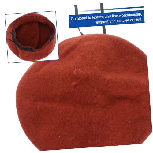 1Pc Adorable Wool Beret Hat Fashionable Warm Accessory for Boys Soft Breathable for Autumn Spring Outfits Stylish Cap Orange4