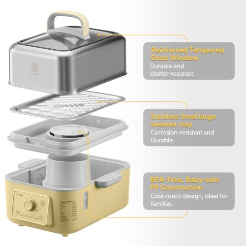 Image of BUYDEEM G52 5.3Qt Electric Food Steamer for Cooking, Mellow Yellow