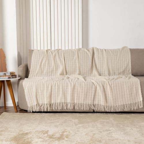Manta Decorativa para Sofá 100% Algodão 1,70m x 2,40m Textura Quadriculada ...