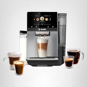 Bosch 800 Series Fully Automatic Espresso and Coffee Machine – 36 Drinks with Coffee World, Cold Brew, Double Cup, Integrated Milk Container, Smart Features, in Silver TQU60307