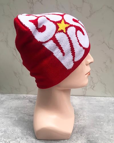 Image of yolrdiw 4 Pieces Y2k Beanie Letter Graphics Knitted Hat Winter Warm Skull Cap for Women Men