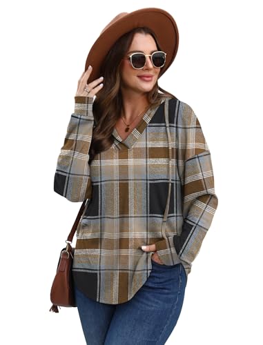 Image of Sampeel Hoodies for Women Trendy Fall Fashion 2025 V Neck Oversized Sweatshirt Plus Size Tops Clothes