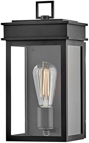 Lark Cole Outdoor Medium Wall Mount Lantern, Clear Glass, Coastal Elements Composite, Black Finish