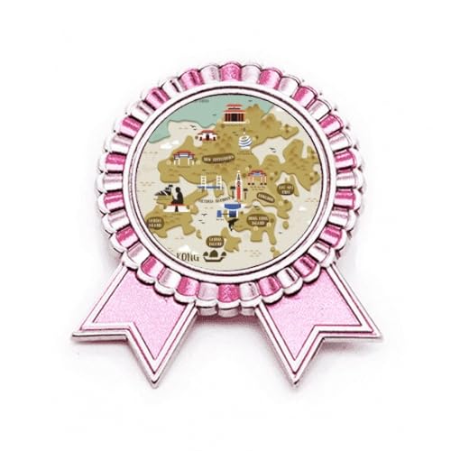 Broche carte de Hong Kong en métal rose aux finitions artistiques M